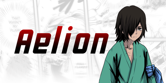 Character in a green outfit with 'Aelion' text on a white background