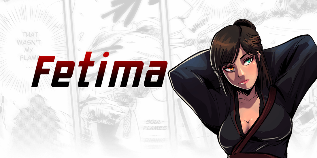 A female charachter with 'Fetima' branding on a white background