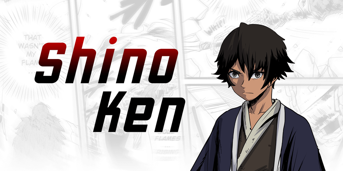 A character with 'Shino Ken' text on a white background
