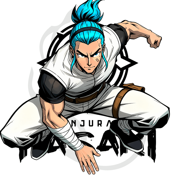 Ali Saga in a fighting pose with 'Ninjurai Hasaki' branding